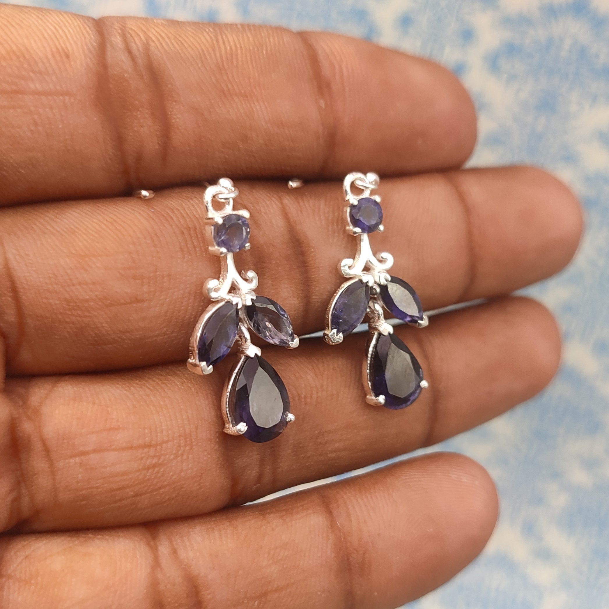 Blue Tanzanite Silver Earrings – Simple Handmade Dangle Jewelry