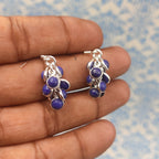 Dainty Lapis Lazuli  Gemstone Earrings – 925 Silver Minimal Round Style