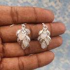 Delicate Sterling Silver Oval Moonstone Earrings - Minimal Design