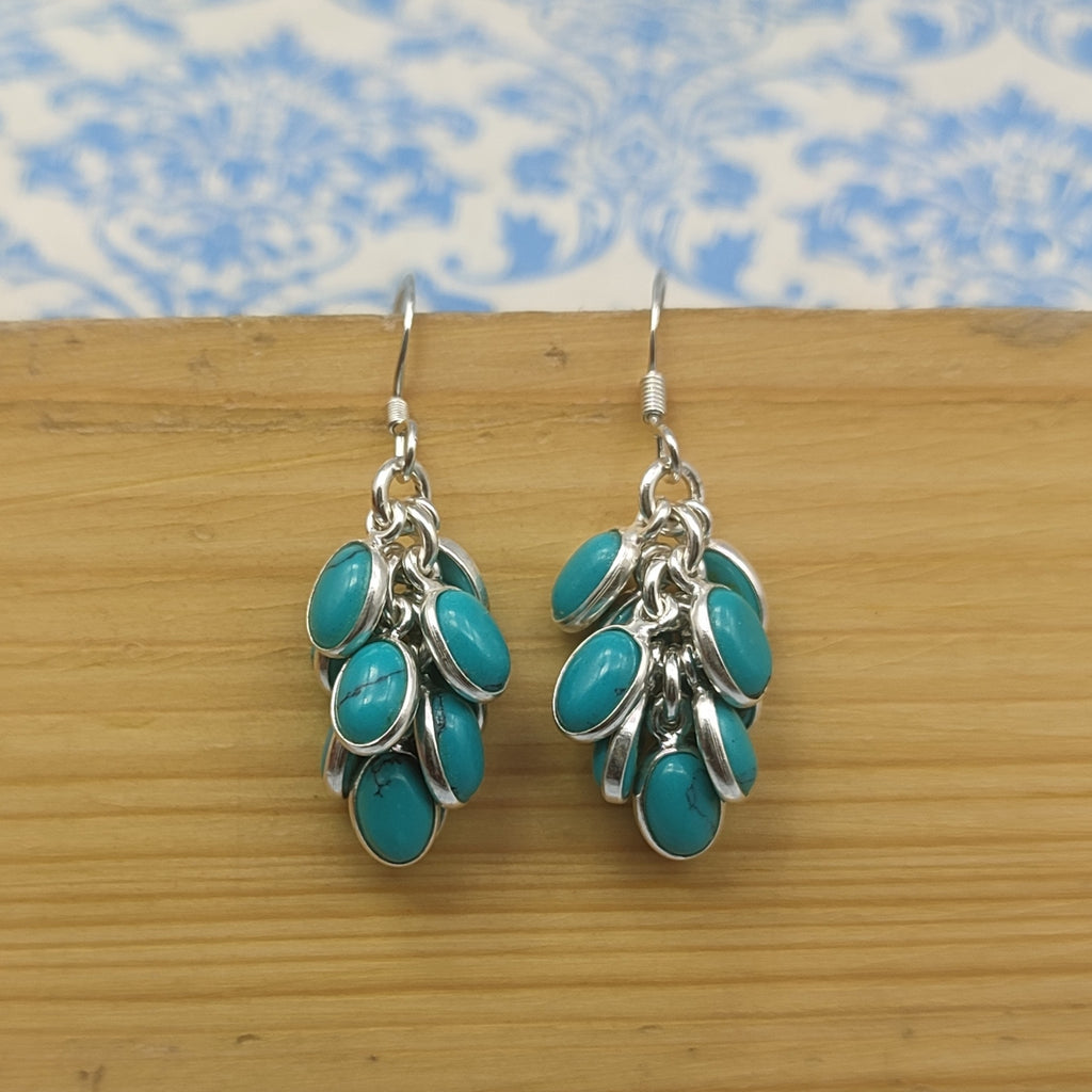 Turquoise Silver Dangle Earrings – Elegant Minimalist Design