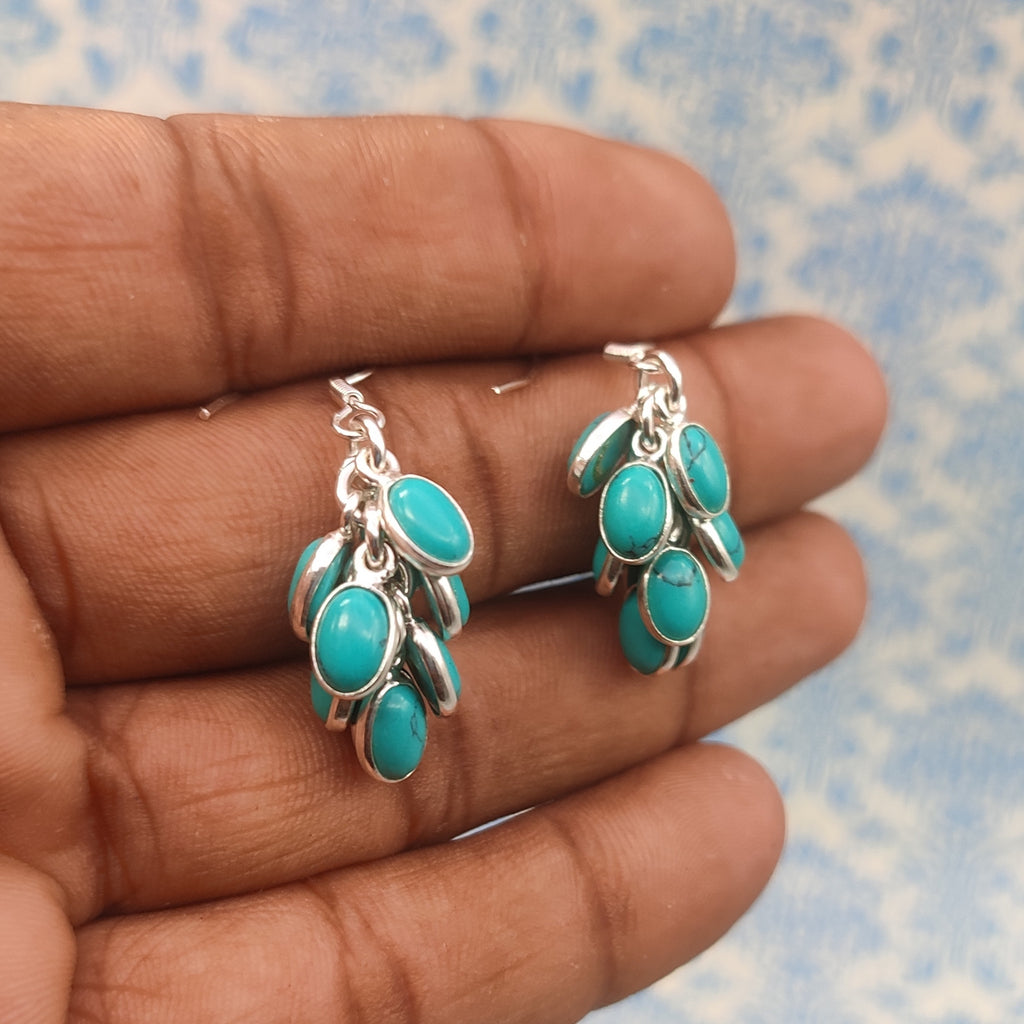 Turquoise Silver Dangle Earrings – Elegant Minimalist Design