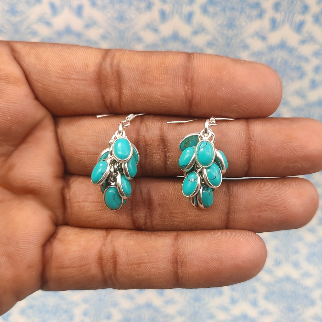 Turquoise Silver Dangle Earrings – Elegant Minimalist Design