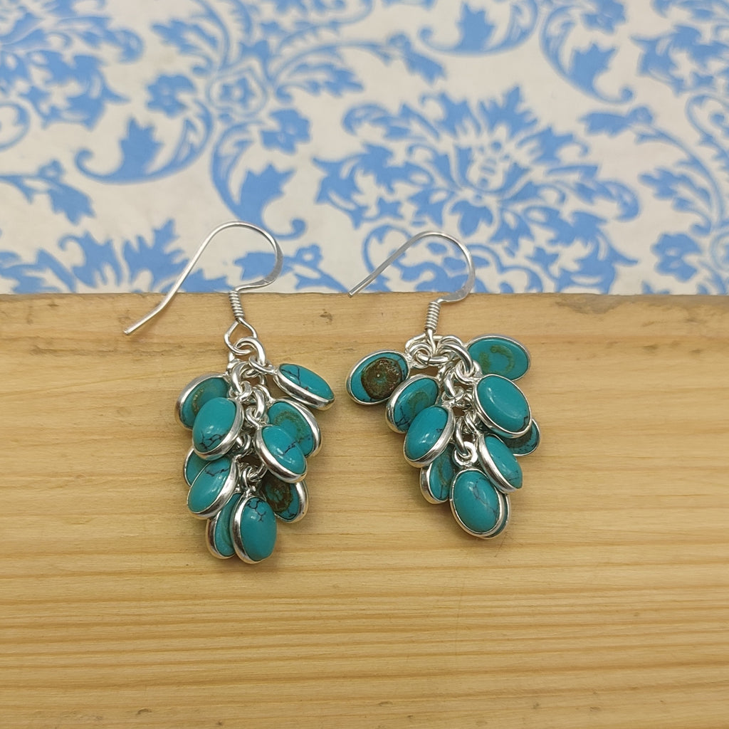 Turquoise Silver Dangle Earrings – Elegant Minimalist Design
