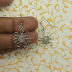 Natural Moonstone Round Earrings – 925 Sterling Silver Boho Jewelry