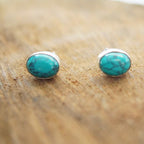 Handmade Turquoise Sterling Silver Small Stud Earrings