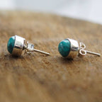 Handmade Turquoise Sterling Silver Small Stud Earrings
