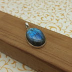 925 Sterling Silver Labradorite Pendant – Natural Gemstone Handmade Boho Statement Jewelry