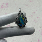 Glass Resin 925 Sterling Silver Handmade Pendant | Contemporary Boho Jewelry