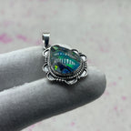 Glass Resin 925 Sterling Silver Handmade Pendant | Contemporary Boho Jewelry