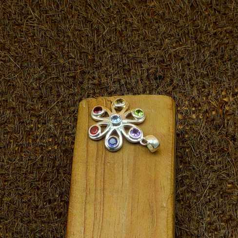 7 Chakra Flower Design 925 Silver Boho Necklace Handmade Pendant