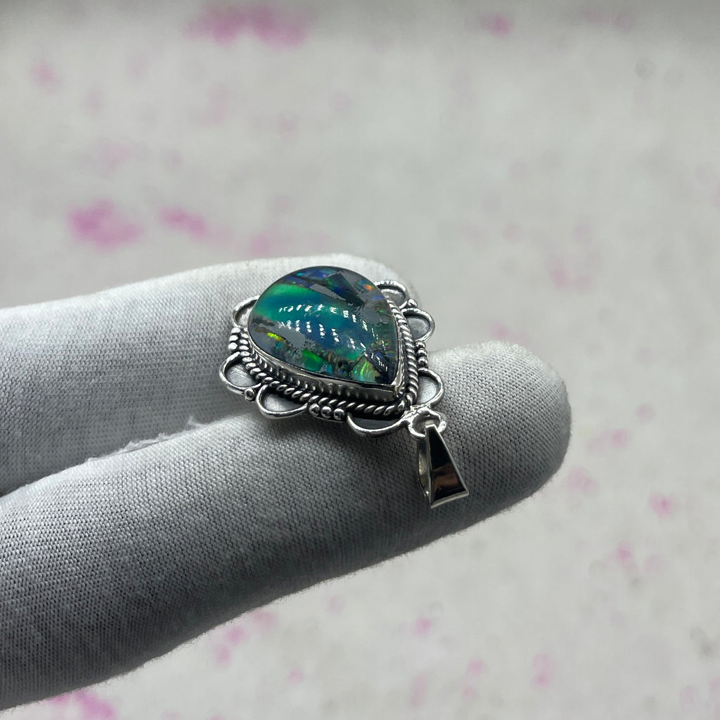 Glass Resin 925 Sterling Silver Handmade Pendant | Contemporary Boho Jewelry