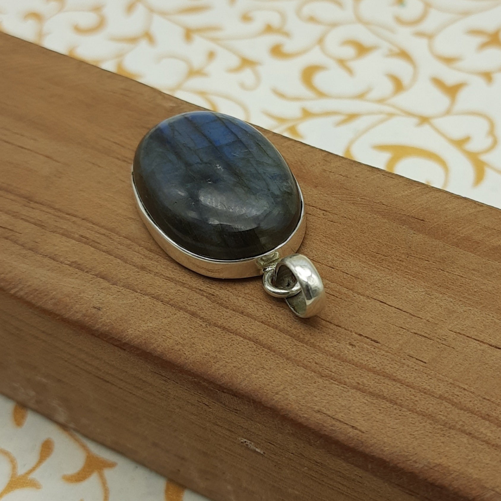 925 Sterling Silver Labradorite Pendant – Natural Gemstone Handmade Boho Statement Jewelry