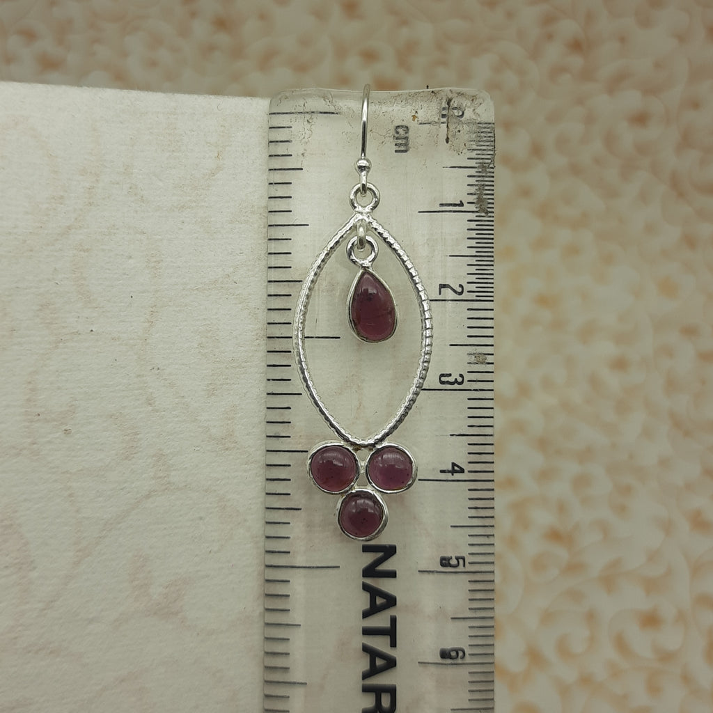 Elegant Garnet Drop Earrings – Lightweight Sterling Silver Design