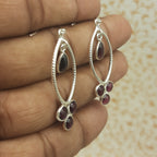 Elegant Garnet Drop Earrings – Lightweight Sterling Silver Design