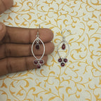 Elegant Garnet Drop Earrings – Lightweight Sterling Silver Design