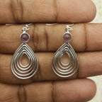 Amethyst Round Dangle Earrings in 925 Sterling Silver