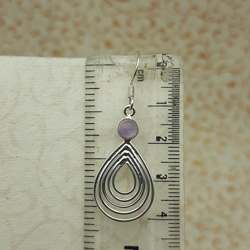 Amethyst Round Dangle Earrings in 925 Sterling Silver