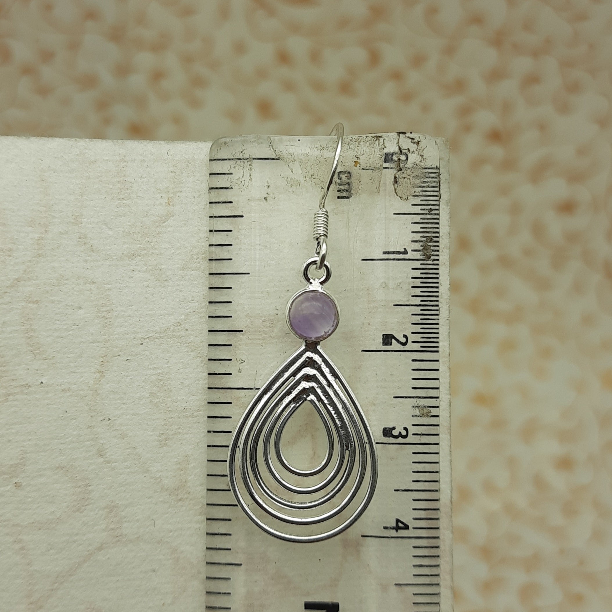 Amethyst Round Dangle Earrings in 925 Sterling Silver