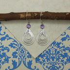 Amethyst Round Dangle Earrings in 925 Sterling Silver