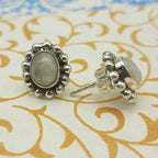 Sterling Silver Minimalist Moonstone Oval Earrings