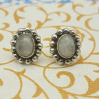 Sterling Silver Minimalist Moonstone Oval Earrings