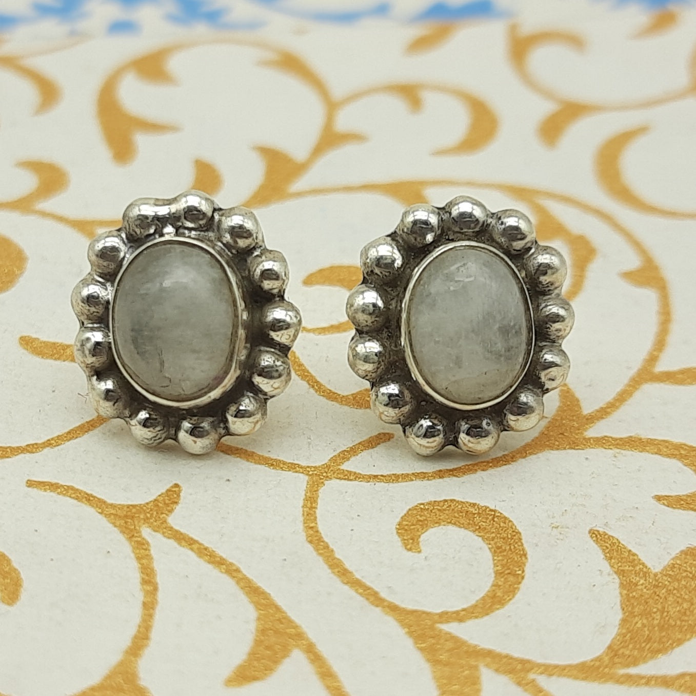 Sterling Silver Minimalist Moonstone Oval Earrings