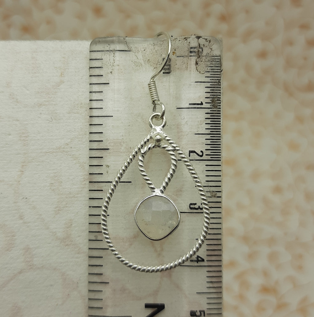 925 Silver Minimalist Moonstone Cushion Earrings
