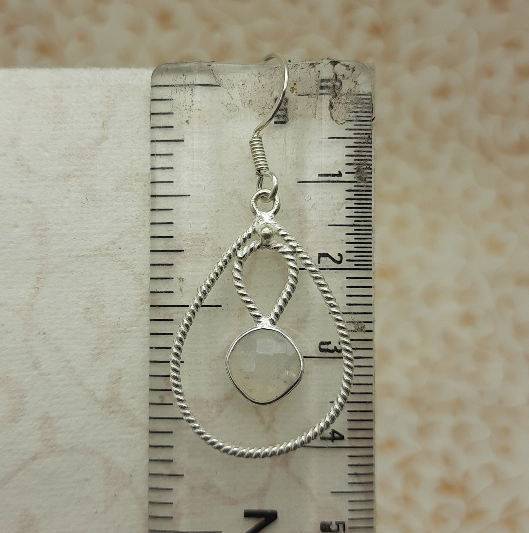 925 Silver Minimalist Moonstone Cushion Earrings