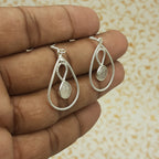 925 Silver Minimalist Moonstone Cushion Earrings