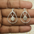 925 Silver Minimalist Moonstone Cushion Earrings
