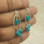 Turquoise Gemstone Round & Drop Earrings – Minimal Handmade Silver Jewelry