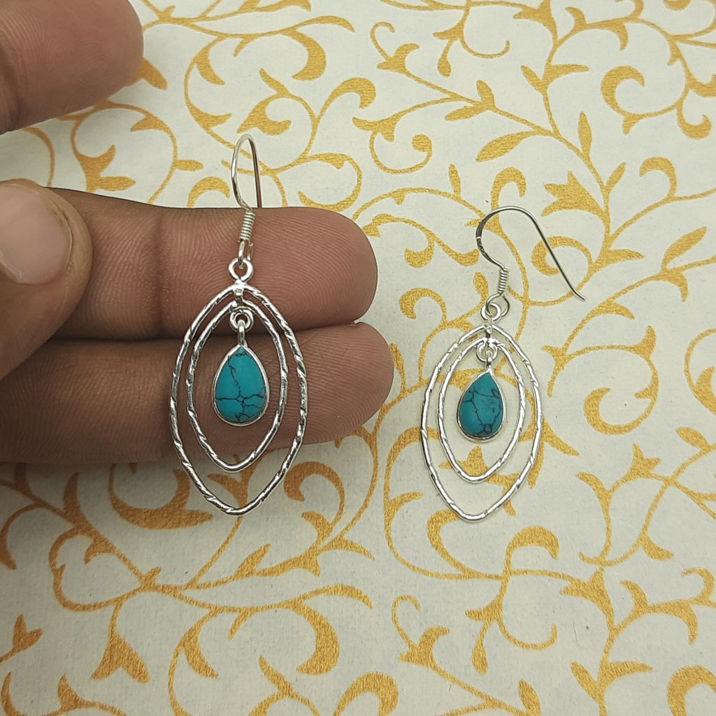 High Quality Turquoise Earrings – Handmade 925 Sterling Silver