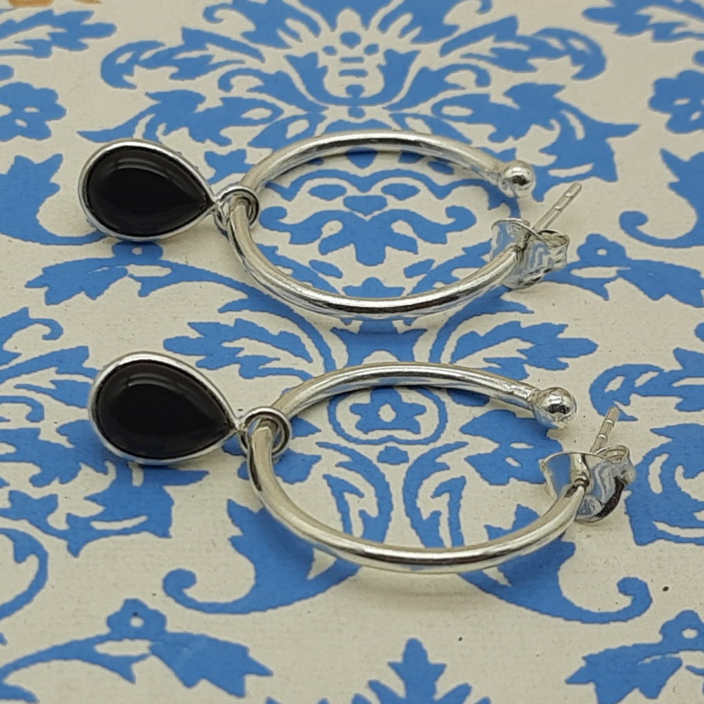 Drop Gmestone Black Onyx Dangle Earrings – Boho Statement Style