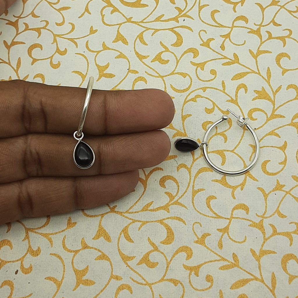 Drop Gmestone Black Onyx Dangle Earrings – Boho Statement Style