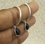 Drop Gmestone Black Onyx Dangle Earrings – Boho Statement Style