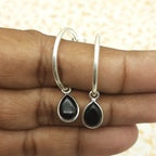 Drop Gmestone Black Onyx Dangle Earrings – Boho Statement Style