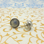 Natural Moonstone Round Earrings – 925 Sterling Silver Boho Jewelry
