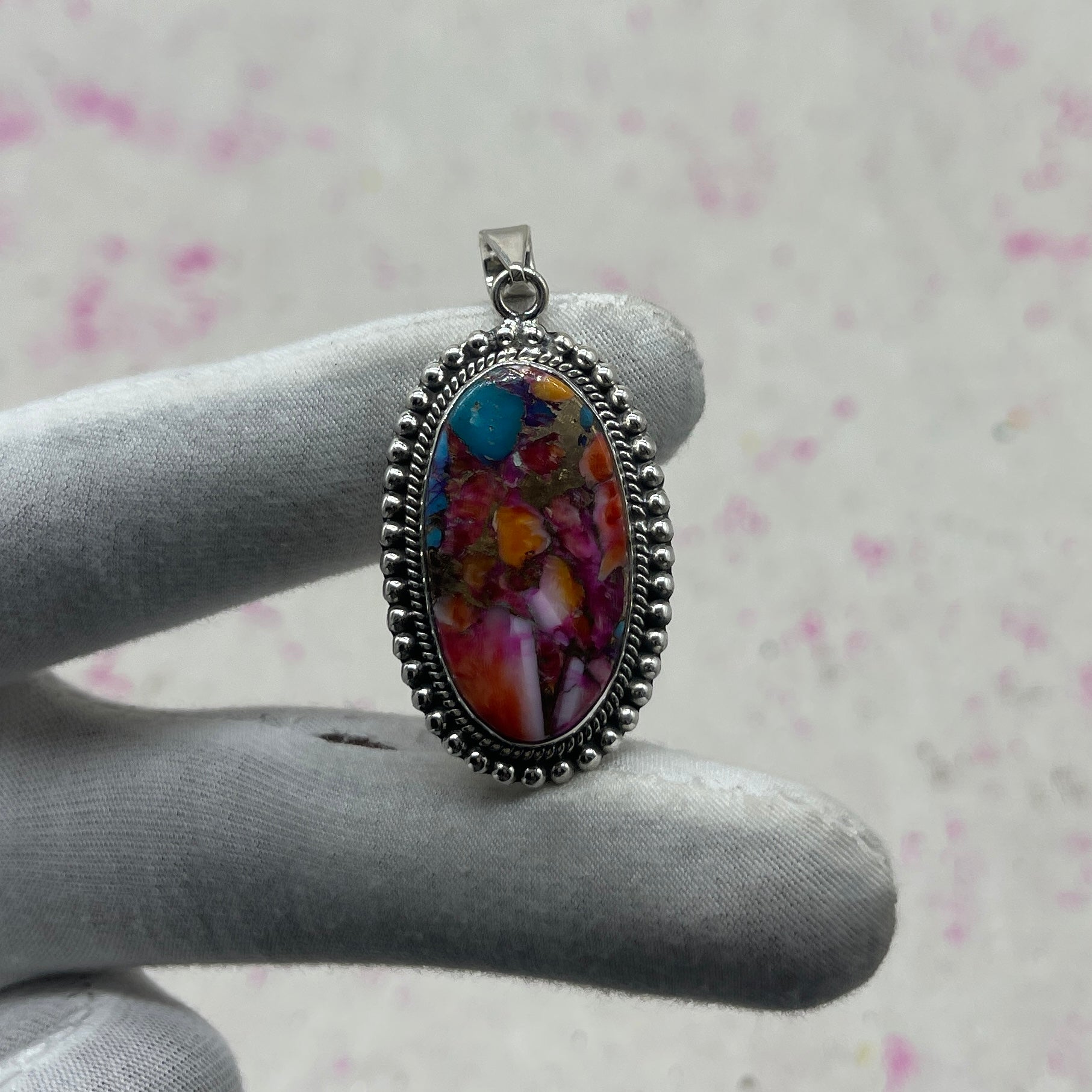 Pink Dahlia Stone 925 Sterling Silver Handmade Pendant | Floral Inspired Boho Pendant