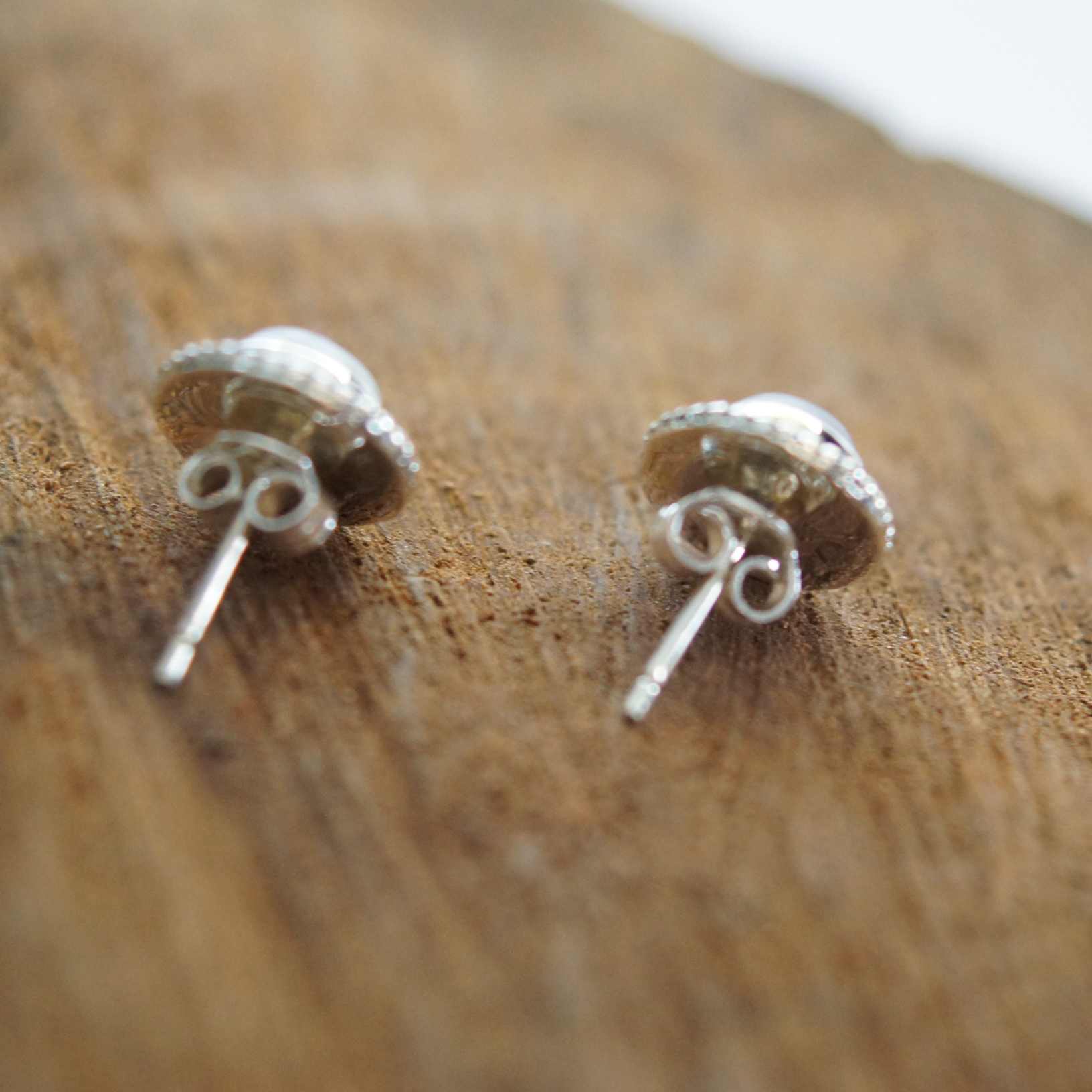925 Sterling Silver Round Moonstone Gemstone Stud Earrings