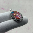 Pink Dahlia Stone 925 Sterling Silver Handmade Pendant | Floral Inspired Boho Pendant