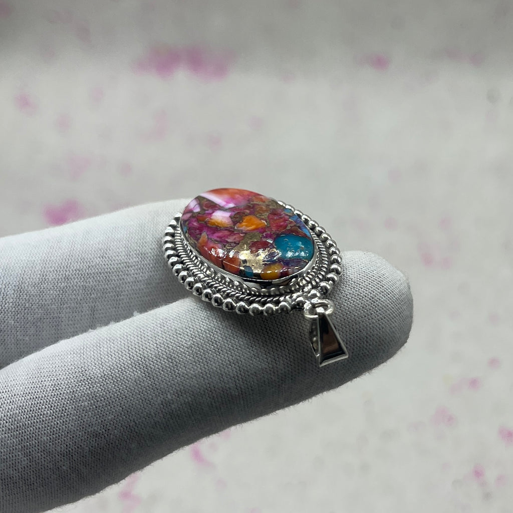 Pink Dahlia Stone 925 Sterling Silver Handmade Pendant | Floral Inspired Boho Pendant