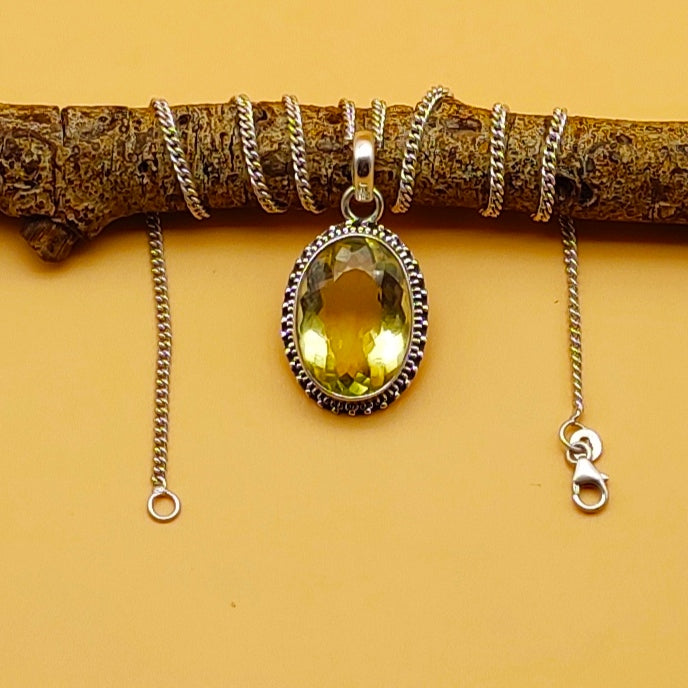Faceted Lemon Topaz 925 Silver Necklace Handmade Wholesale