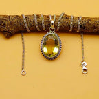 Faceted Lemon Topaz 925 Silver Necklace Handmade Wholesale
