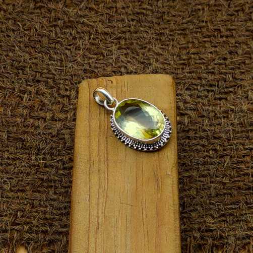 Faceted Lemon Topaz 925 Silver Necklace Handmade Wholesale