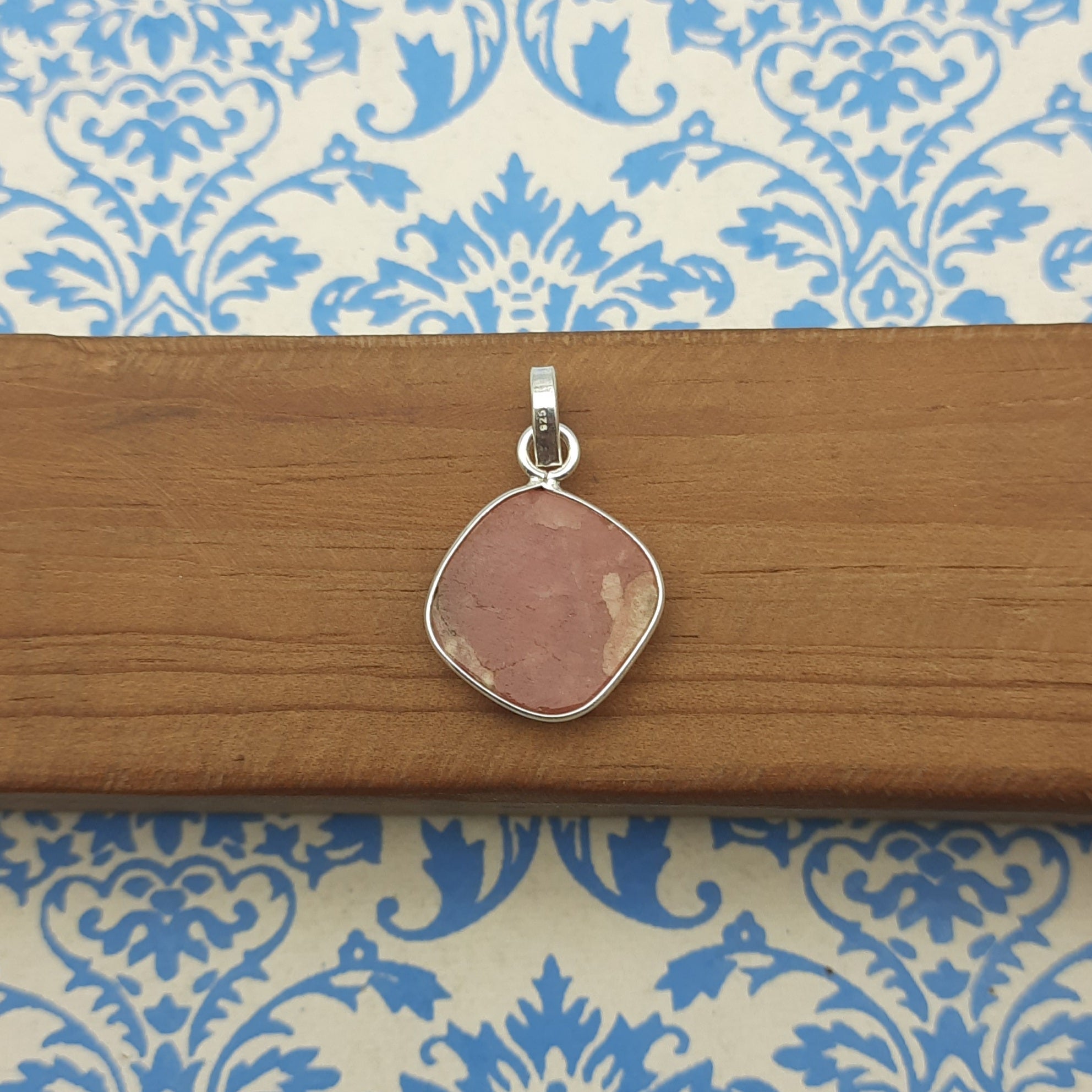 Rhodochrosite 925 Silver Bezel Dainty Pendant
