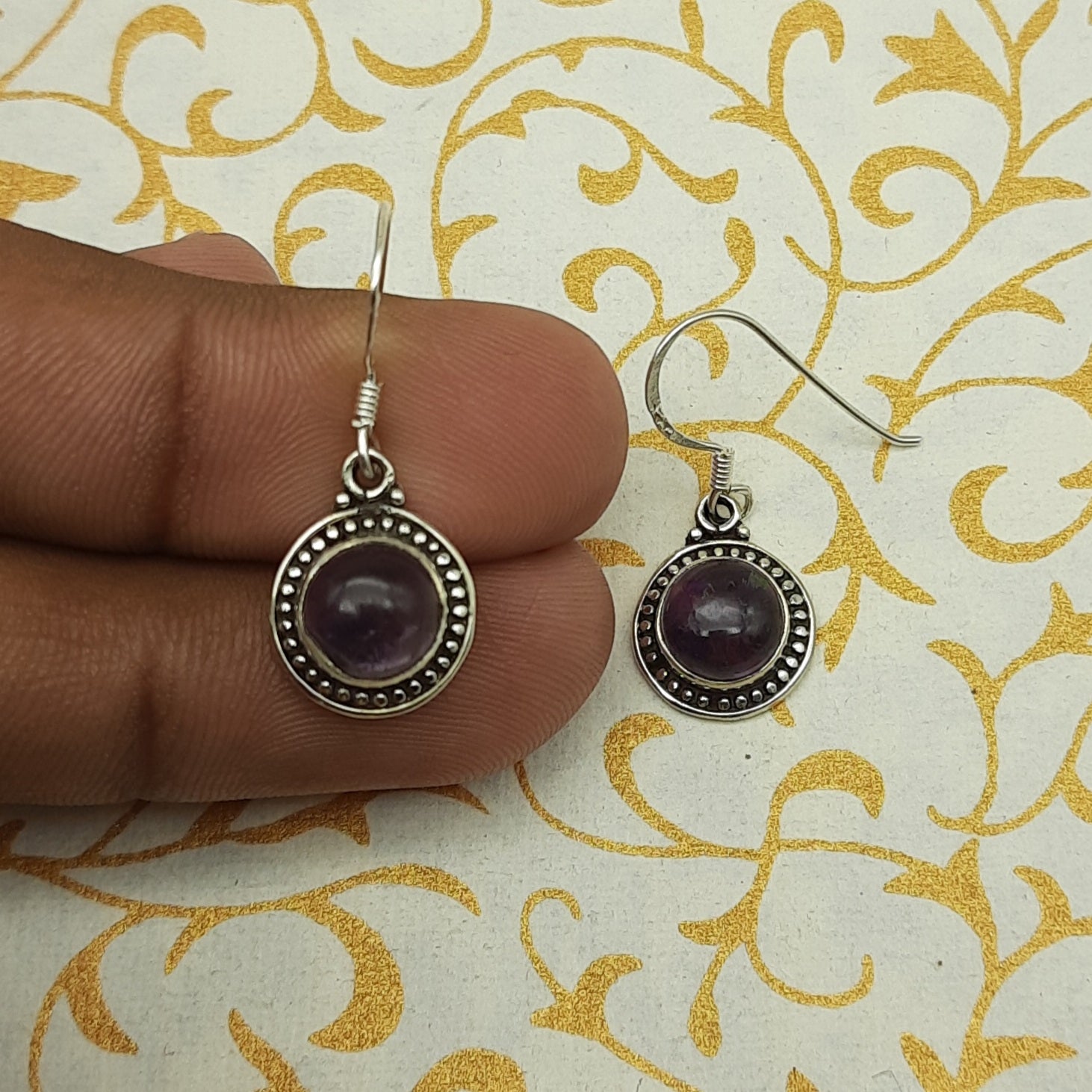 925 Sterling Silver Amethyst Round Earrings – Dainty Minimal Jewelry