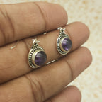 925 Sterling Silver Amethyst Round Earrings – Dainty Minimal Jewelry