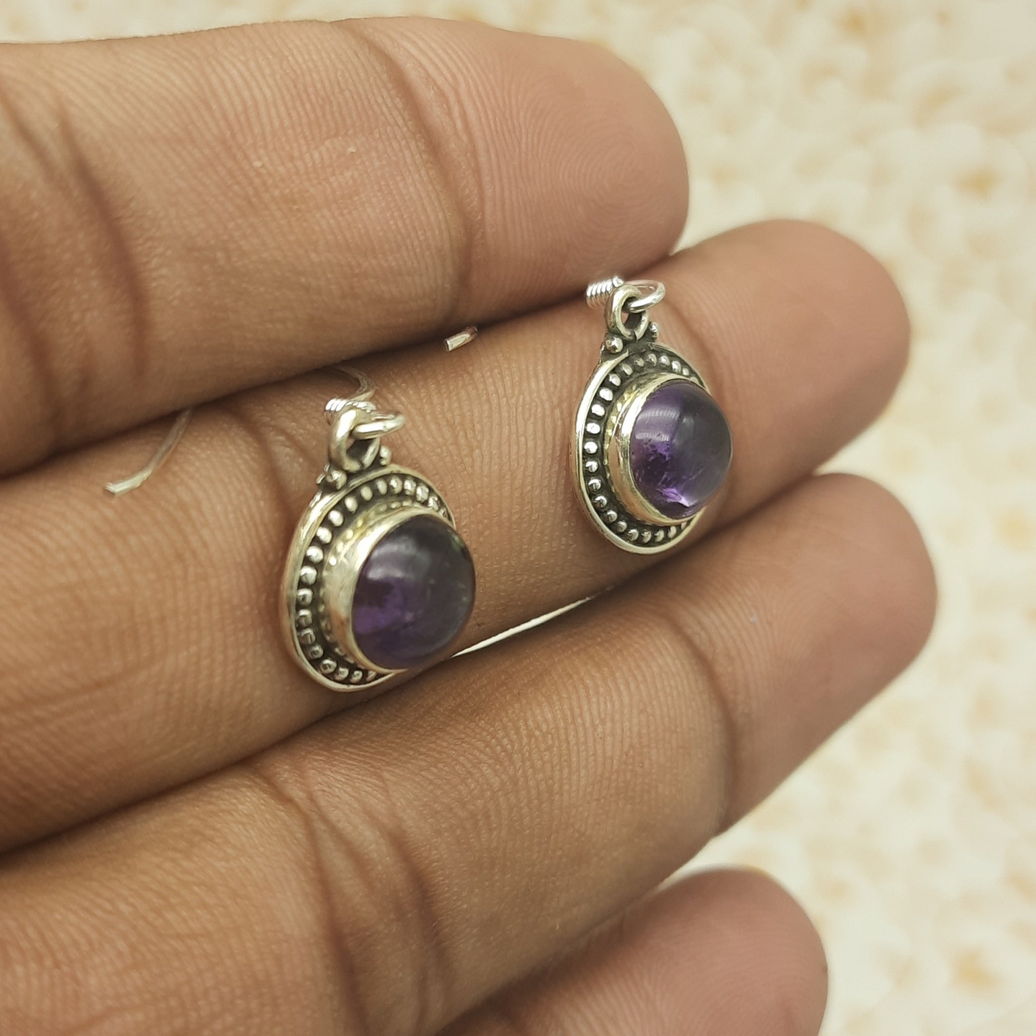 925 Sterling Silver Amethyst Round Earrings – Dainty Minimal Jewelry