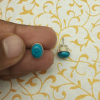 Boho Oval Shape Turquoise Silver Earrings – Elegant Everyday Wear