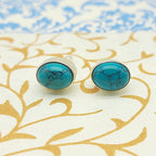 Boho Oval Shape Turquoise Silver Earrings – Elegant Everyday Wear